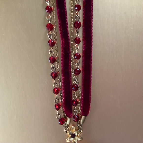 Romantic Vintage Boho Locket Necklace and Beaded Chocker Red OS - Picture 14 of 16